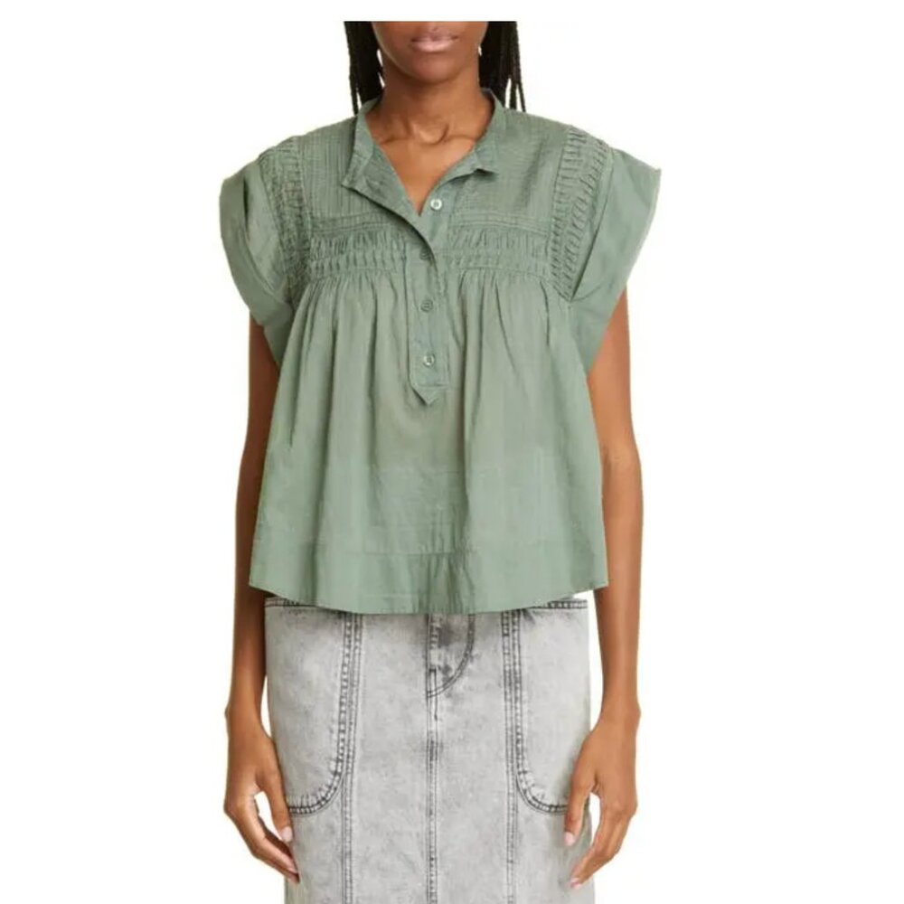 ISABEL MARANT  Lapao Cotton Trapeze Top - Verdigris size 34 / xs
